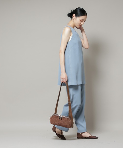 NANO universe（ナノユニバース）の「ダブルクロスノースリーブブラウス×パンツセットアップ（つなぎ/オールインワン・レディース・ブルー/ブラック・S/M）」の16枚目の写真