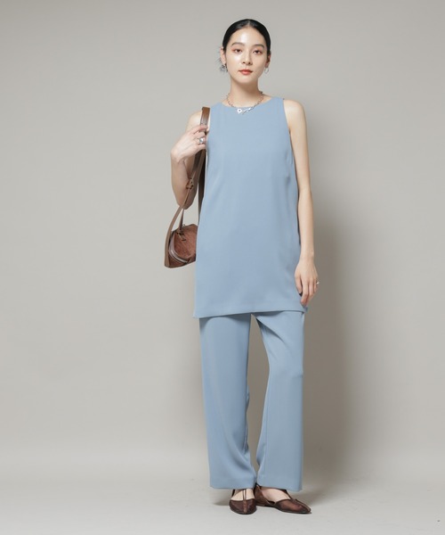 NANO universe（ナノユニバース）の「ダブルクロスノースリーブブラウス×パンツセットアップ（つなぎ/オールインワン・レディース・ブルー/ブラック・S/M）」の18枚目の写真