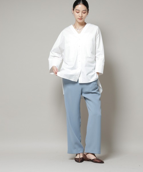 NANO universe（ナノユニバース）の「ダブルクロスノースリーブブラウス×パンツセットアップ（つなぎ/オールインワン・レディース・ブルー/ブラック・S/M）」の19枚目の写真