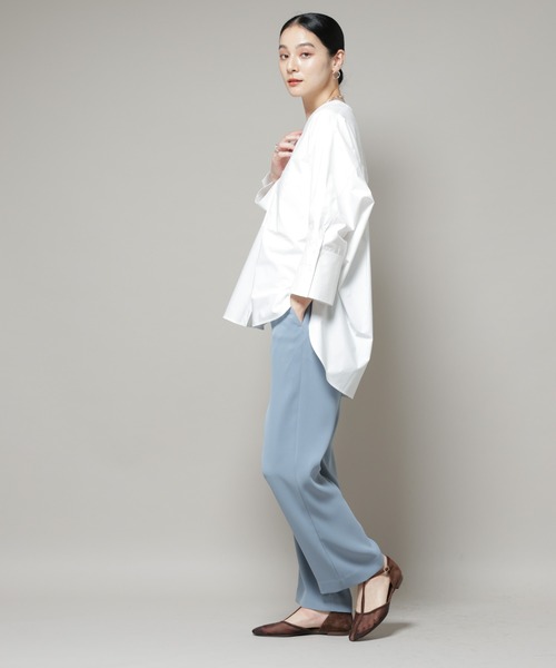 NANO universe（ナノユニバース）の「ダブルクロスノースリーブブラウス×パンツセットアップ（つなぎ/オールインワン・レディース・ブルー/ブラック・S/M）」の20枚目の写真