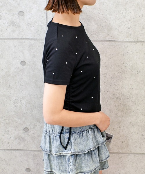 FUN(ファン)の「キラキラドロストT(Tシャツ/カットソー・レディース・ブラック/グレー/ホワイト・FREE)」の4枚目の写真