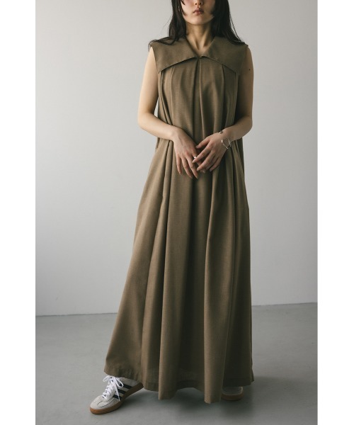 STYLEMIXER(スタイルミキサー)の「ビッグカラーフレアワンピース(ワンピース・レディース・ブラック/ライトブラウン/アイボリー・SMALL/MEDIUM)」の3枚目の写真