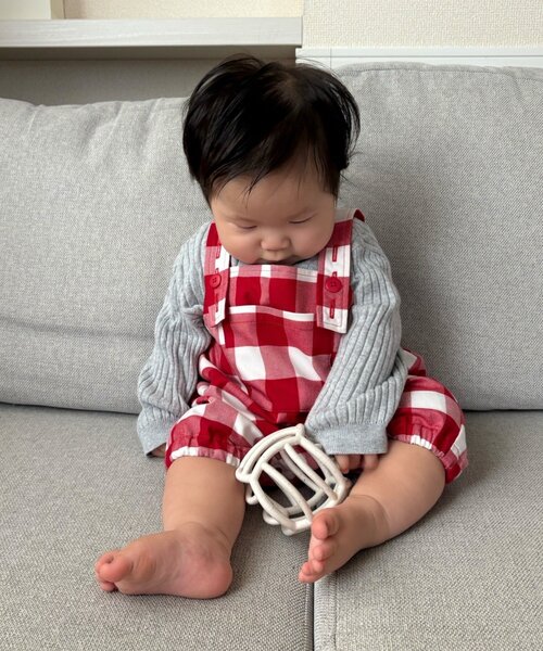 CIAOPANIC TYPY（チャオパニックティピー）の「【KIDS/BABY】チェック柄サロペットロンパース（ロンパース・キッズ・グレー/ブルー/レッド/カーキ・80）」の9枚目の写真