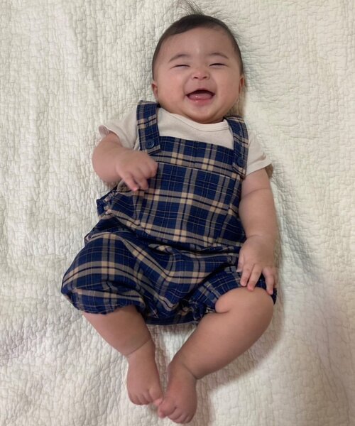 CIAOPANIC TYPY（チャオパニックティピー）の「【KIDS/BABY】チェック柄サロペットロンパース（ロンパース・キッズ・グレー/ブルー/レッド/カーキ・80）」の12枚目の写真