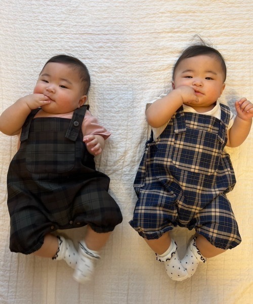 CIAOPANIC TYPY（チャオパニックティピー）の「【KIDS/BABY】チェック柄サロペットロンパース（ロンパース・キッズ・グレー/ブルー/レッド/カーキ・80）」の3枚目の写真