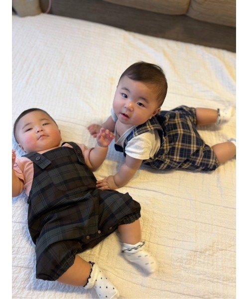 CIAOPANIC TYPY（チャオパニックティピー）の「【KIDS/BABY】チェック柄サロペットロンパース（ロンパース・キッズ・グレー/ブルー/レッド/カーキ・80）」の5枚目の写真