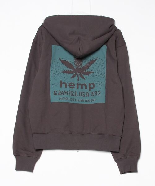 Gramicci（グラミチ）の「HEMP ZIP HOODED SWEATSHIRT｜ヘンプジップフーデッドスウェットシャツ（パーカー・メンズ・ヘザーグレー/オレンジ/ダークブラウン系・S/M/L/XL/XXL）」の9枚目の写真