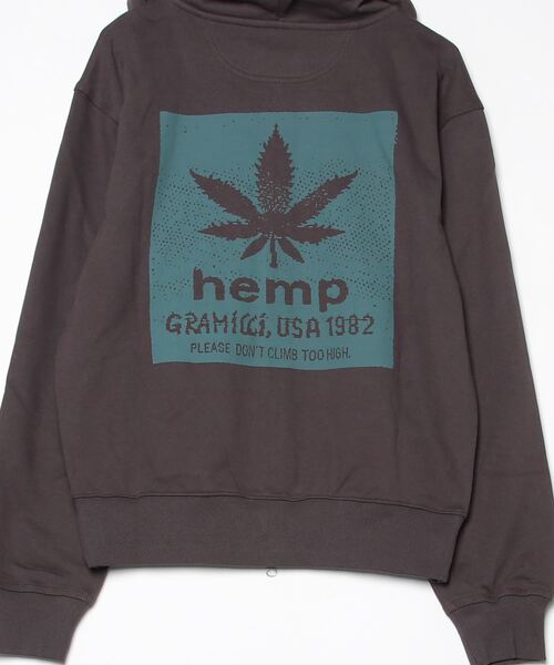Gramicci（グラミチ）の「HEMP ZIP HOODED SWEATSHIRT｜ヘンプジップフーデッドスウェットシャツ（パーカー・メンズ・ヘザーグレー/オレンジ/ダークブラウン系・S/M/L/XL/XXL）」の10枚目の写真