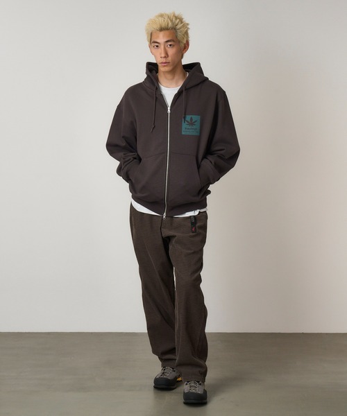 Gramicci（グラミチ）の「HEMP ZIP HOODED SWEATSHIRT｜ヘンプジップフーデッドスウェットシャツ（パーカー・メンズ・ヘザーグレー/オレンジ/ダークブラウン系・S/M/L/XL/XXL）」の6枚目の写真