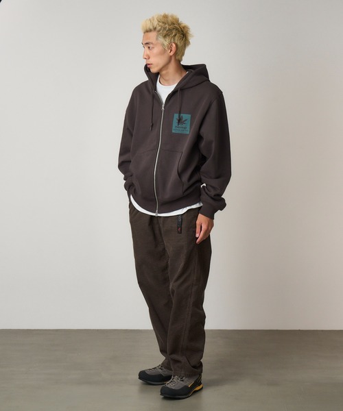 Gramicci（グラミチ）の「HEMP ZIP HOODED SWEATSHIRT｜ヘンプジップフーデッドスウェットシャツ（パーカー・メンズ・ヘザーグレー/オレンジ/ダークブラウン系・S/M/L/XL/XXL）」の7枚目の写真