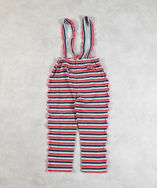 MARKEY'S(マーキーズ)の「パイルボーダー2wayサロペット(サロペット/オーバーオール・キッズ・ブラウン系その他/イエロー系その他/レッド系その他・80/90/100/110/120)」の5枚目の写真