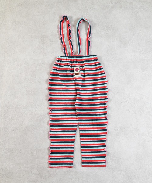 MARKEY'S(マーキーズ)の「パイルボーダー2wayサロペット(サロペット/オーバーオール・キッズ・ブラウン系その他/イエロー系その他/レッド系その他・80/90/100/110/120)」の6枚目の写真