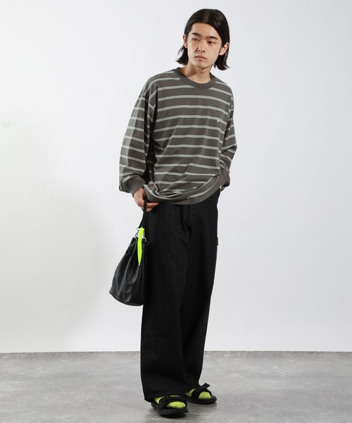 BAYFLOW(ベイフロー)の「SNOWボーダーTシャツ(Tシャツ/カットソー・メンズ・ブラウン/オフホワイト/チャコールグレー・MEDIUM/LARGE)」の6枚目の写真