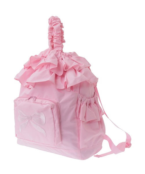 Candy Stripper（キャンディストリッパー）の「RIBBON FRILL ナップサック（バックパック/リュック・レディース・ブラック/ピンク・FREE）」の5枚目の写真