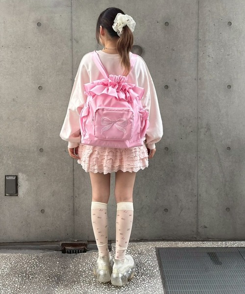 Candy Stripper(キャンディストリッパー)の「RIBBON FRILL ナップサック(バックパック/リュック・レディース・ブラック/ピンク・FREE)」の18枚目の写真