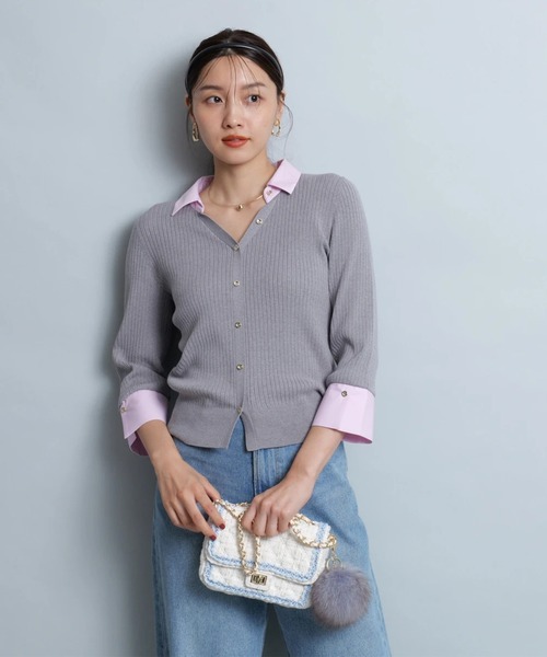 ジャスグリッティー　シャツカラーニット 配色シャツカラーニット（ニット/セーター）｜JUSGLITTY（ジャス