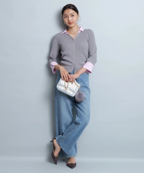 配色シャツカラーニット（ニット/セーター）｜JUSGLITTY（ジャス