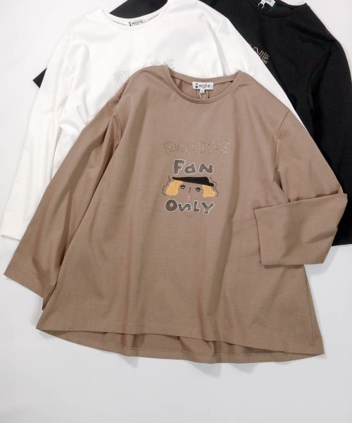 STUDIO PICONE(スタジオピッコーネ)の「デザインイラスト天竺プルオーバー(Tシャツ/カットソー・レディース・ブラウン/ホワイト/ブラック・M/L/LL)」の1枚目の写真