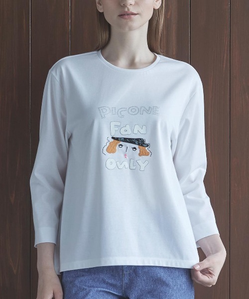 STUDIO PICONE(スタジオピッコーネ)の「デザインイラスト天竺プルオーバー(Tシャツ/カットソー・レディース・ブラウン/ホワイト/ブラック・M/L/LL)」の18枚目の写真