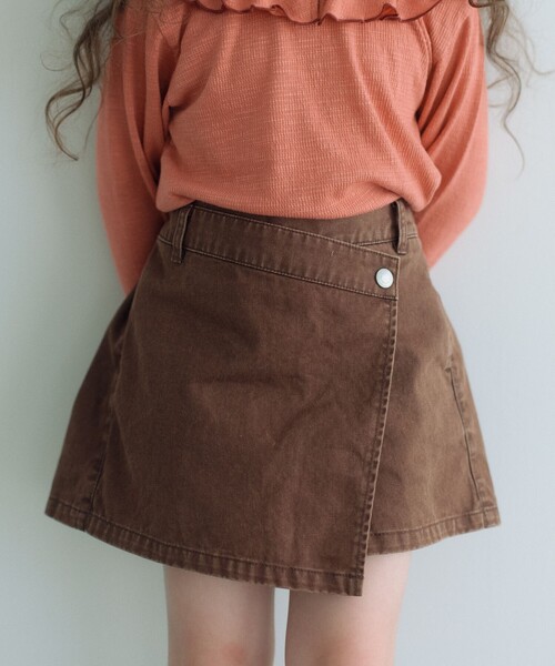 green label relaxing(グリーンレーベルリラクシング)の「ツイルラップ キュロットパンツ / キッズ 100cm-160cm(その他パンツ・キッズ・オレンジ/ブラウン系/ブラック・120cm/140cm/100cm/130cm/150cm/160cm/110cm)」の3枚目の写真