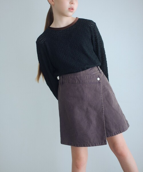 green label relaxing(グリーンレーベルリラクシング)の「ツイルラップ キュロットパンツ / キッズ 100cm-160cm(その他パンツ・キッズ・オレンジ/ブラウン系/ブラック・120cm/140cm/100cm/130cm/150cm/160cm/110cm)」の2枚目の写真