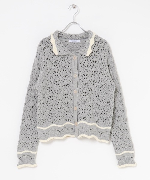 セール】クロシェライクリリーヤーンニットシャツ（ニット/セーター