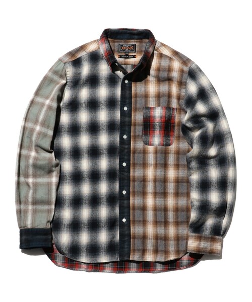 セール】フランネル パネル チェック ボタンダウン シャツ（シャツ