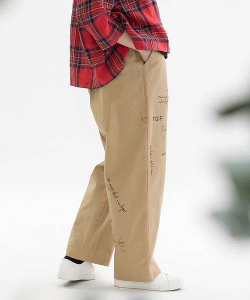 nop de nod(ノップドゥノッド)の「メッセージロゴプリントパンツ(その他パンツ・レディース・ベージュ/キャメル/カーキ/インディゴブルー・M)」の10枚目の写真