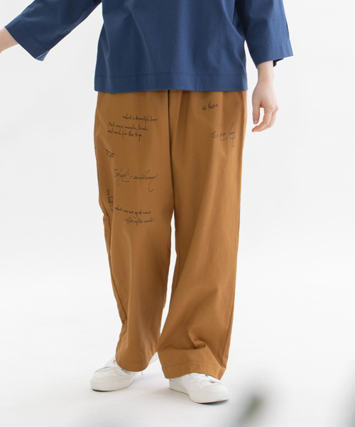 nop de nod(ノップドゥノッド)の「メッセージロゴプリントパンツ(その他パンツ・レディース・ベージュ/キャメル/カーキ/インディゴブルー・M)」の22枚目の写真