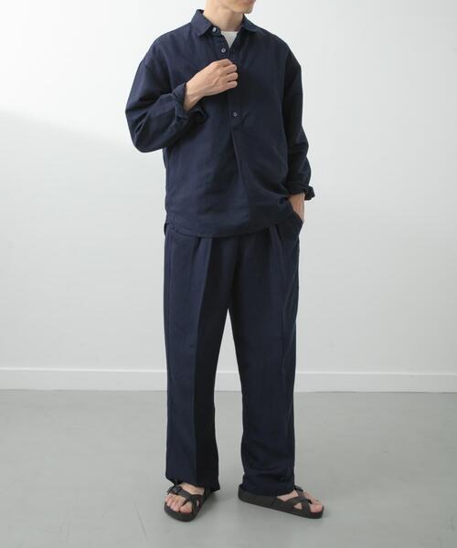 ITEMS URBANRESEARCH（アイテムズ アーバンリサーチ）の「Linen Blend Pullover Shirts（シャツ/ブラウス・メンズ・ブラック/ネイビー・MEDIUM）」の6枚目の写真