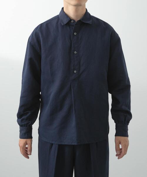 ITEMS URBANRESEARCH（アイテムズ アーバンリサーチ）の「Linen Blend Pullover Shirts（シャツ/ブラウス・メンズ・ブラック/ネイビー・MEDIUM）」の7枚目の写真