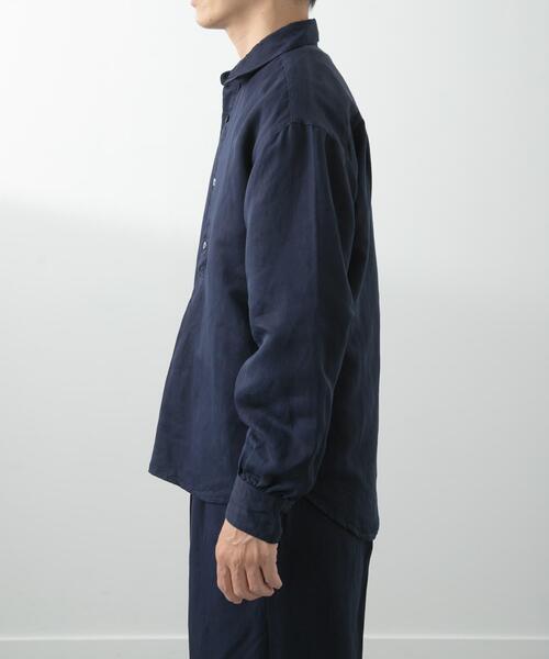 ITEMS URBANRESEARCH（アイテムズ アーバンリサーチ）の「Linen Blend Pullover Shirts（シャツ/ブラウス・メンズ・ブラック/ネイビー・MEDIUM）」の8枚目の写真