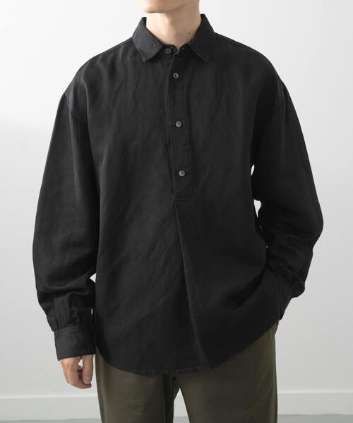 ITEMS URBANRESEARCH（アイテムズ アーバンリサーチ）の「Linen Blend Pullover Shirts（シャツ/ブラウス・メンズ・ブラック/ネイビー・MEDIUM）」の14枚目の写真