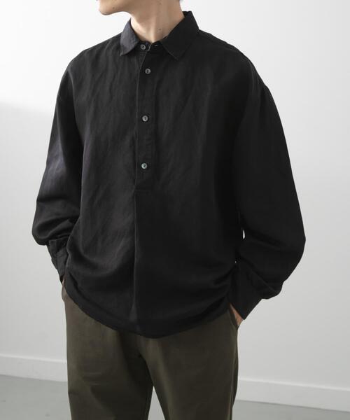 ITEMS URBANRESEARCH（アイテムズ アーバンリサーチ）の「Linen Blend Pullover Shirts（シャツ/ブラウス・メンズ・ブラック/ネイビー・MEDIUM）」の16枚目の写真