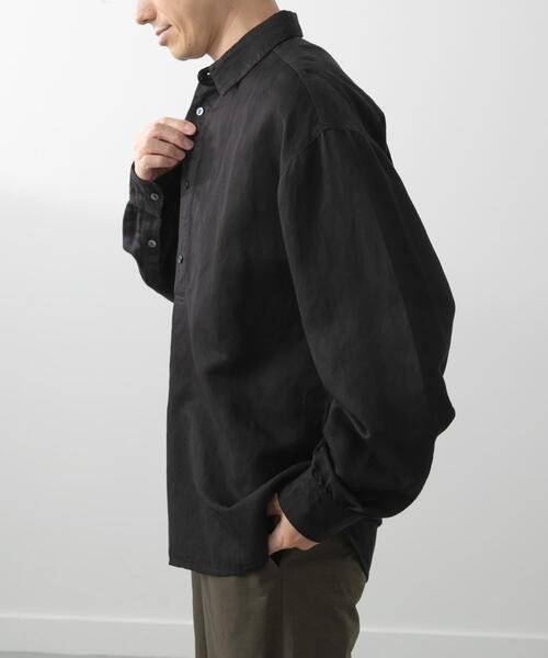 ITEMS URBANRESEARCH（アイテムズ アーバンリサーチ）の「Linen Blend Pullover Shirts（シャツ/ブラウス・メンズ・ブラック/ネイビー・MEDIUM）」の17枚目の写真