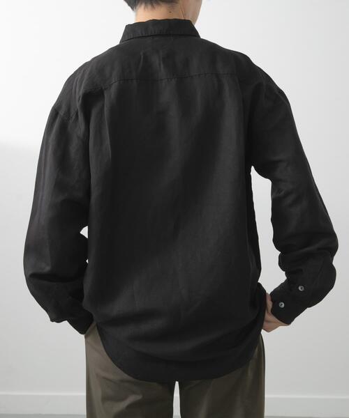 ITEMS URBANRESEARCH（アイテムズ アーバンリサーチ）の「Linen Blend Pullover Shirts（シャツ/ブラウス・メンズ・ブラック/ネイビー・MEDIUM）」の18枚目の写真