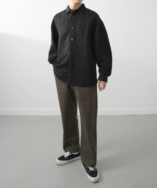 ITEMS URBANRESEARCH（アイテムズ アーバンリサーチ）の「Linen Blend Pullover Shirts（シャツ/ブラウス・メンズ・ブラック/ネイビー・MEDIUM）」の19枚目の写真