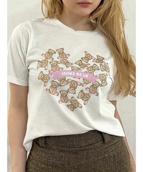 MORE self LOVE(モアセルフラブ)の「【MORE BEAR】heart bear TEE(Tシャツ/カットソー・レディース・ブラック/ホワイト/ピンク・FREE)」の2枚目の写真