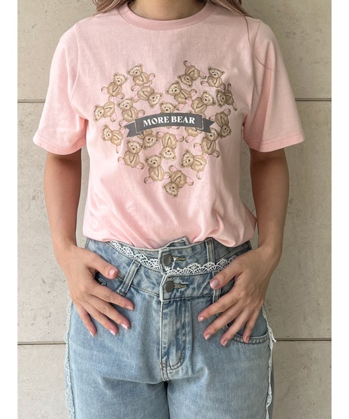 MORE self LOVE(モアセルフラブ)の「【MORE BEAR】heart bear TEE(Tシャツ/カットソー・レディース・ブラック/ホワイト/ピンク・FREE)」の3枚目の写真