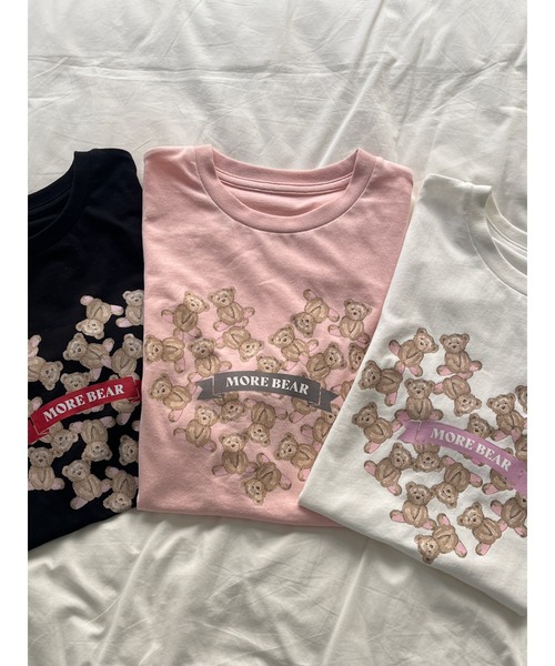 MORE self LOVE(モアセルフラブ)の「【MORE BEAR】heart bear TEE(Tシャツ/カットソー・レディース・ブラック/ホワイト/ピンク・FREE)」の7枚目の写真