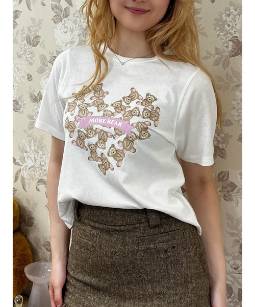 MORE self LOVE(モアセルフラブ)の「【MORE BEAR】heart bear TEE(Tシャツ/カットソー・レディース・ブラック/ホワイト/ピンク・FREE)」の8枚目の写真