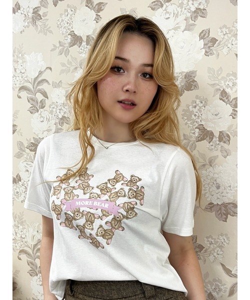 MORE self LOVE(モアセルフラブ)の「【MORE BEAR】heart bear TEE(Tシャツ/カットソー・レディース・ブラック/ホワイト/ピンク・FREE)」の18枚目の写真