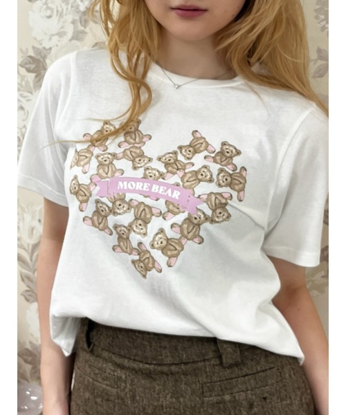 MORE self LOVE(モアセルフラブ)の「【MORE BEAR】heart bear TEE(Tシャツ/カットソー・レディース・ブラック/ホワイト/ピンク・FREE)」の10枚目の写真