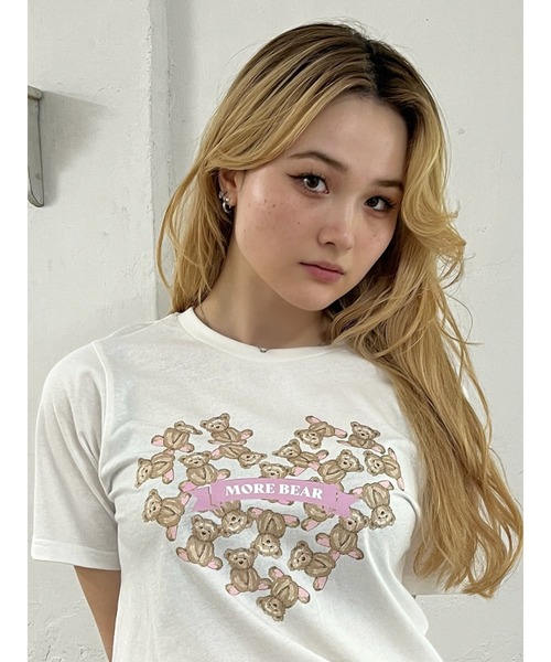 MORE self LOVE(モアセルフラブ)の「【MORE BEAR】heart bear TEE(Tシャツ/カットソー・レディース・ブラック/ホワイト/ピンク・FREE)」の17枚目の写真