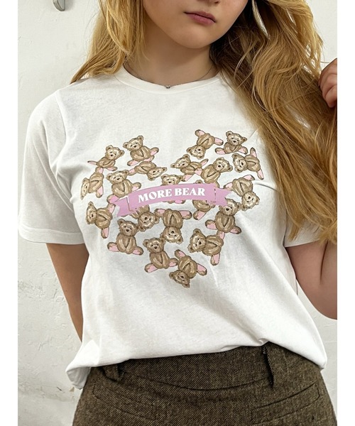 MORE self LOVE(モアセルフラブ)の「【MORE BEAR】heart bear TEE(Tシャツ/カットソー・レディース・ブラック/ホワイト/ピンク・FREE)」の9枚目の写真