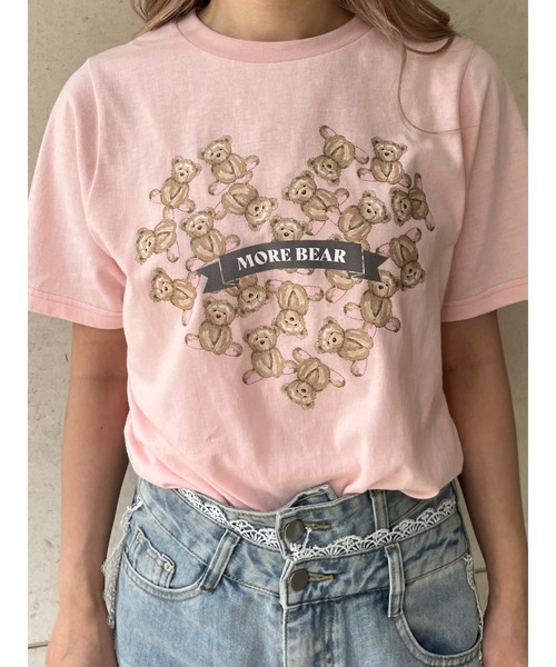 MORE self LOVE(モアセルフラブ)の「【MORE BEAR】heart bear TEE(Tシャツ/カットソー・レディース・ブラック/ホワイト/ピンク・FREE)」の11枚目の写真