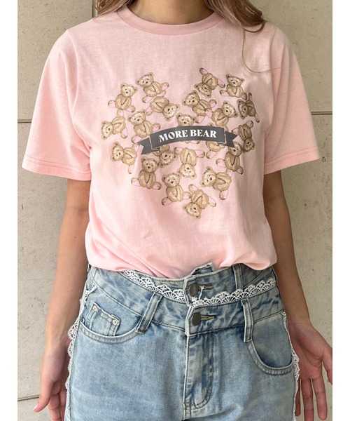 MORE self LOVE(モアセルフラブ)の「【MORE BEAR】heart bear TEE(Tシャツ/カットソー・レディース・ブラック/ホワイト/ピンク・FREE)」の12枚目の写真