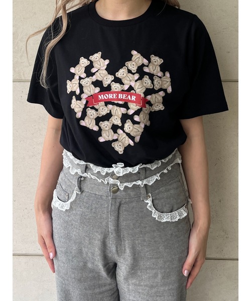 MORE self LOVE(モアセルフラブ)の「【MORE BEAR】heart bear TEE(Tシャツ/カットソー・レディース・ブラック/ホワイト/ピンク・FREE)」の14枚目の写真