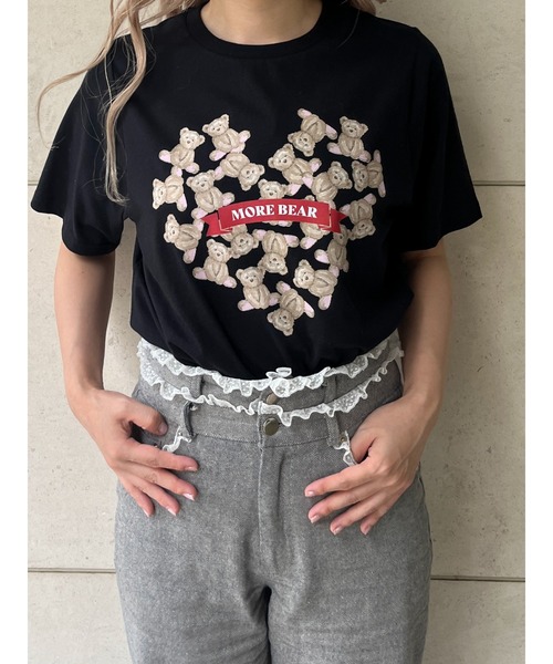 MORE self LOVE(モアセルフラブ)の「【MORE BEAR】heart bear TEE(Tシャツ/カットソー・レディース・ブラック/ホワイト/ピンク・FREE)」の15枚目の写真