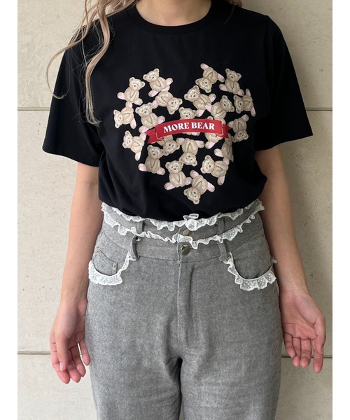 MORE self LOVE(モアセルフラブ)の「【MORE BEAR】heart bear TEE(Tシャツ/カットソー・レディース・ブラック/ホワイト/ピンク・FREE)」の16枚目の写真